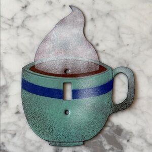 Vintage metal coffee/tea cup switch plate cover. 
For single toggle switch.